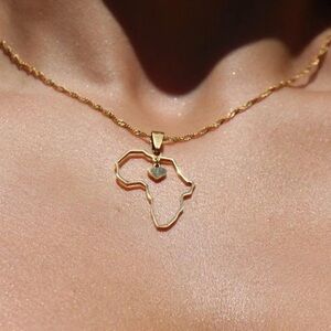 Gold Africa Pendant Necklace 18inch